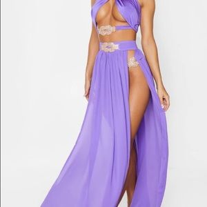 Purple chiffon diamante  jewel beach skirt